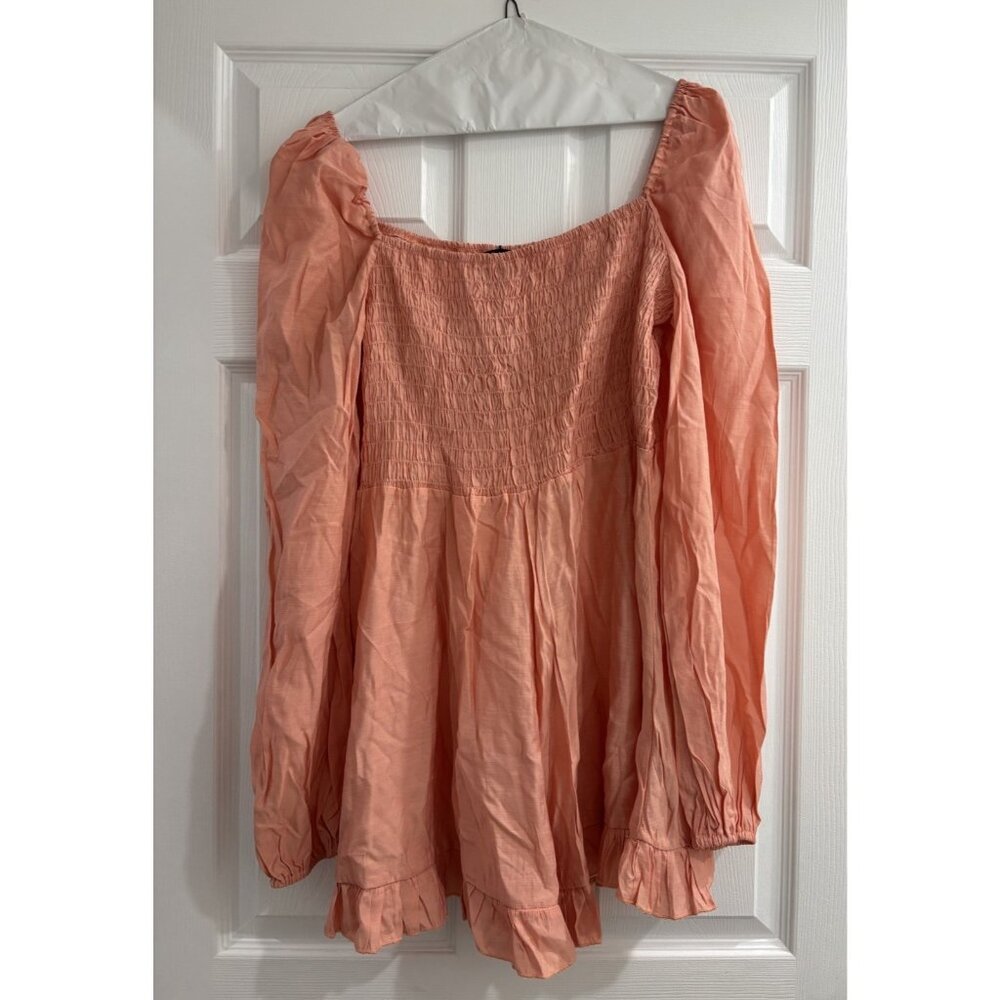 NWT Pretty Little Thing Women’s Blush Shirred Frill Hem Playsuit Romper Size 10 - Picture 7 of 11
